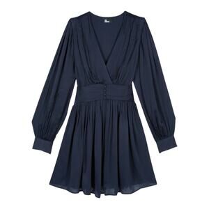 The Kooples Navy‎ Blue Long Sleeve V Neck Button Mini Dress (S)